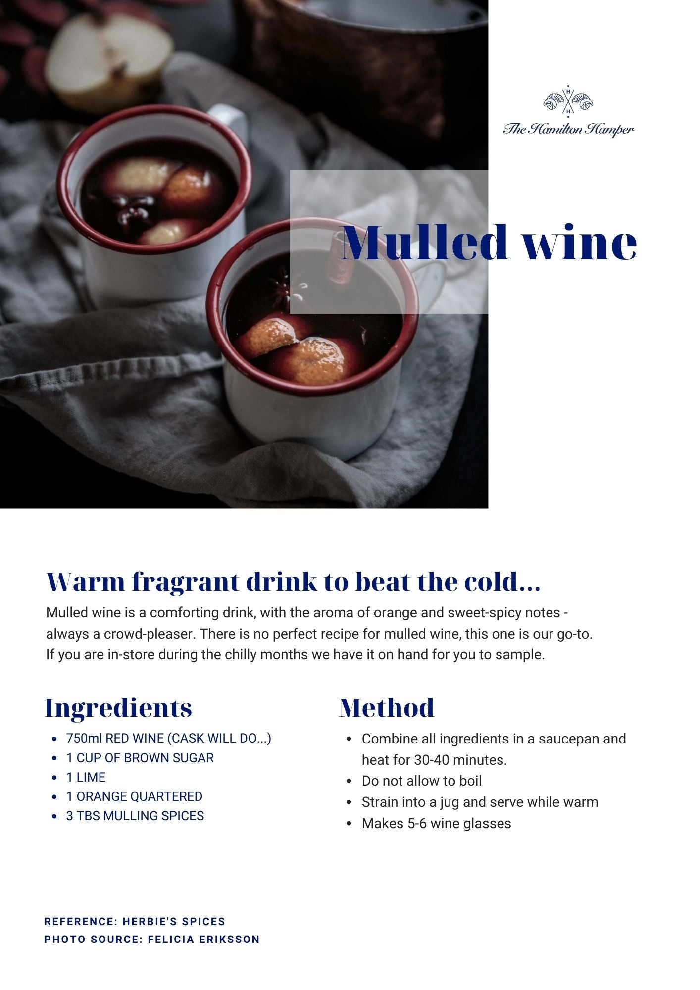 The Hamilton Hamper - recipe Mulled wine