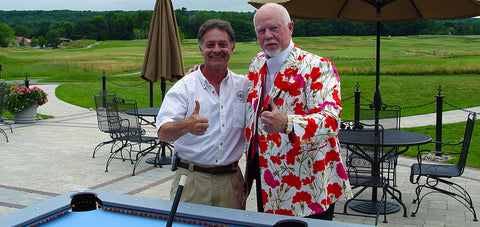 Guy Robertson of AKA and Don Cherry enjoying an Outdoor 8 Ball Pool Table