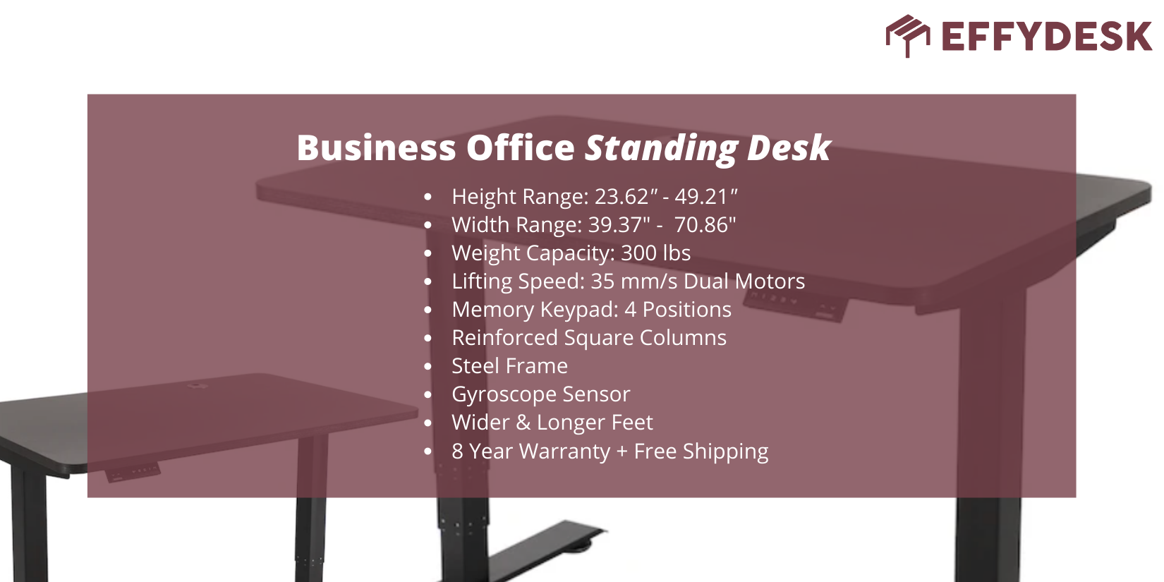 EFFYDESK business office desk specs