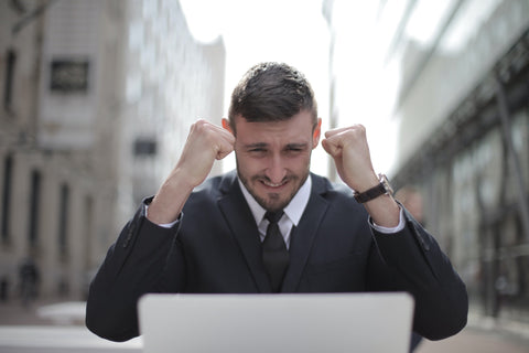 man got excited when he passed his interview