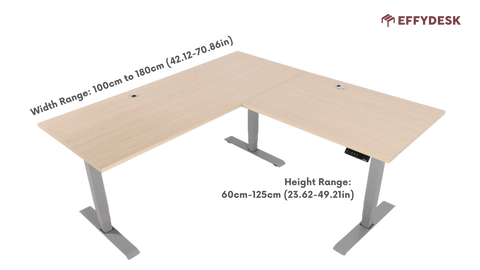 L-Shaped Desk size and dimension chart