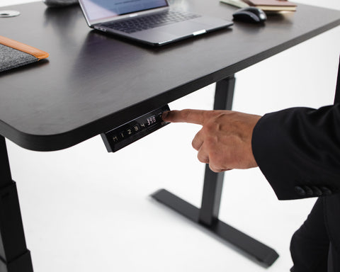 You can sit with standing desk by using memory pad and burn your calories