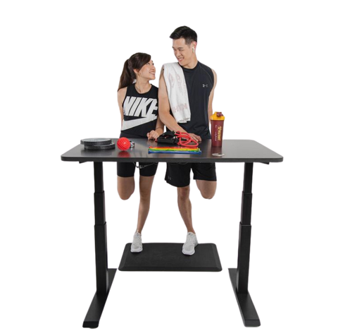 couples stretching at Sit-Stand Desk