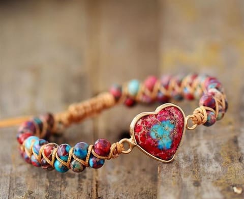 Cœur et passion - bracelet d’amitié de jaspe