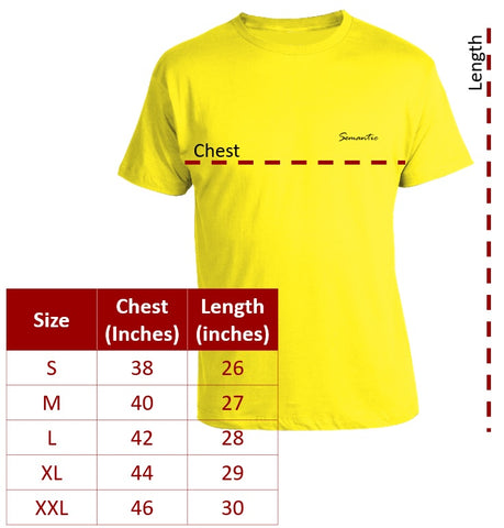 Semantic Men's Tshirt Size Specs