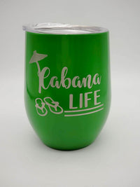 Cabana Life - Engraved 9oz Stemless Wine Tumbler Green - Sunny Box