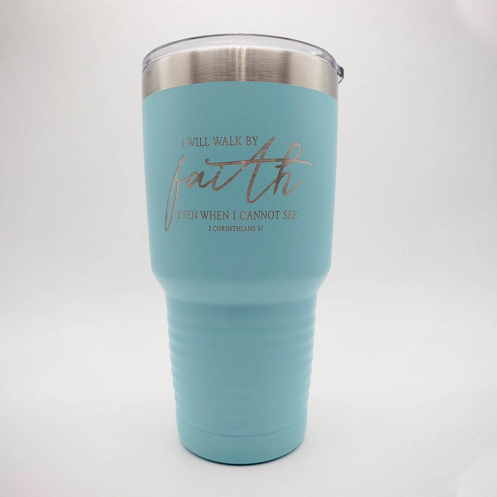 Custom Christian Scripture Engraved Tumbler: 2 Cor 5:7 I Will Walk by ...