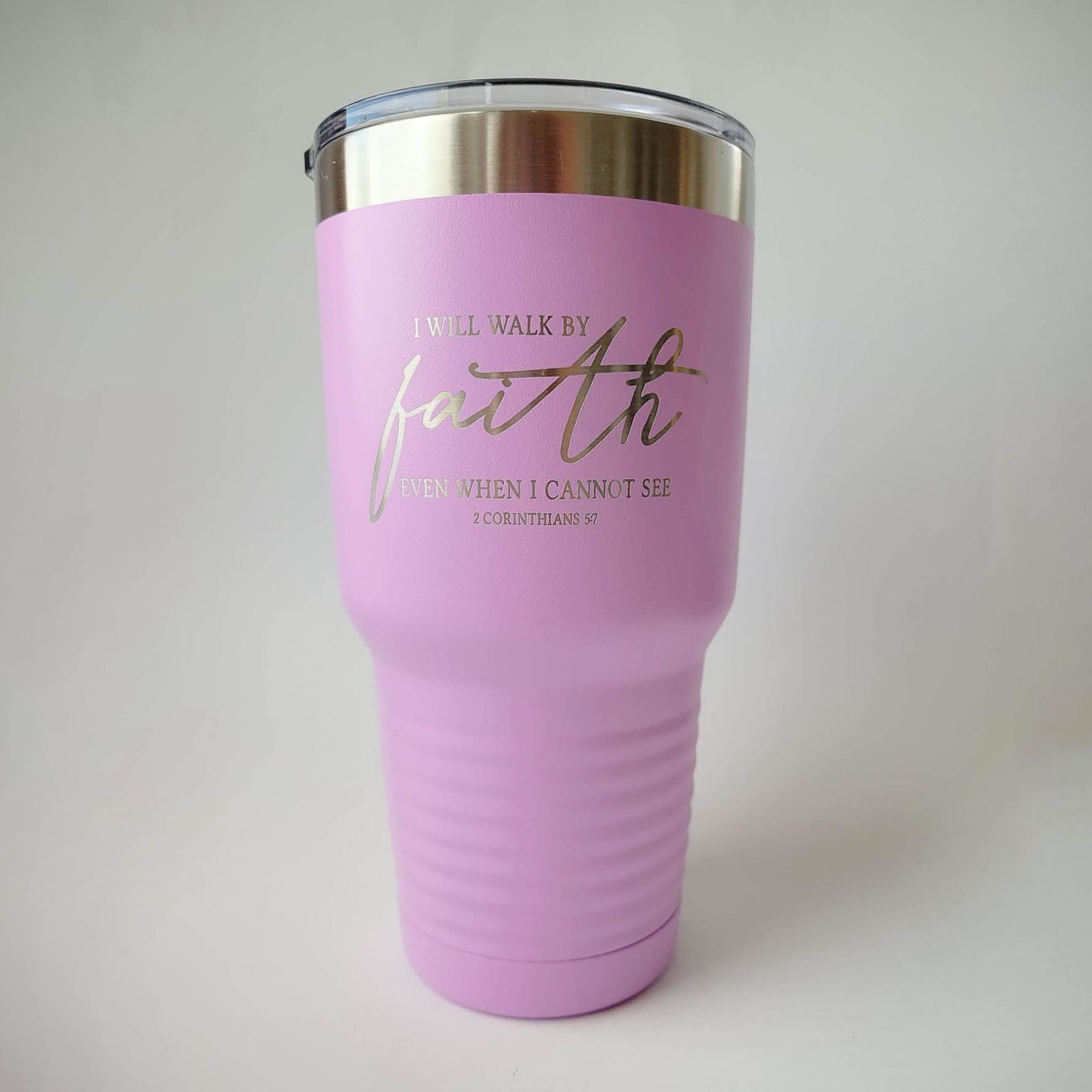 Custom Christian Scripture Engraved Tumbler: 2 Cor 5:7 I Will Walk by ...