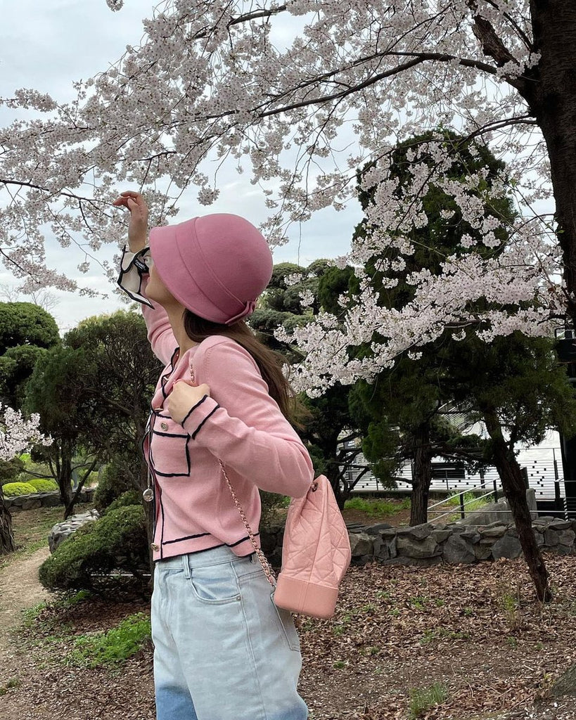 Pink Blackpink Jennie Cherry Blossom Cardigans Luxury Sweaters Outfits ...