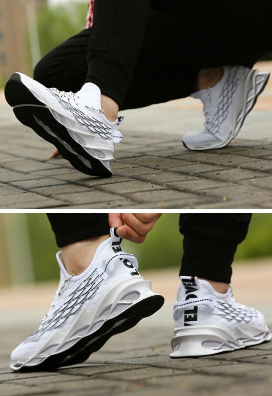 White Knit Athletic Sneakers Mens Shoes Casual Running Essentials CALD