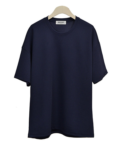 Navyblue Short Sleeved T-Shirts Mens Loose Fit Tees Solid Plain Tops – CALD
