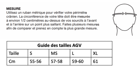 Guide des taille casques AGV