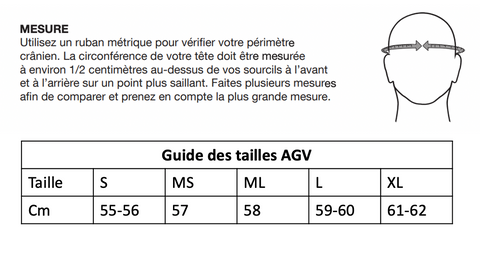 Guide des tailles casques AGV