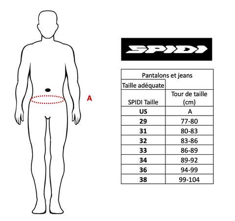 Guide des tailles pantalons hommes SPIDI