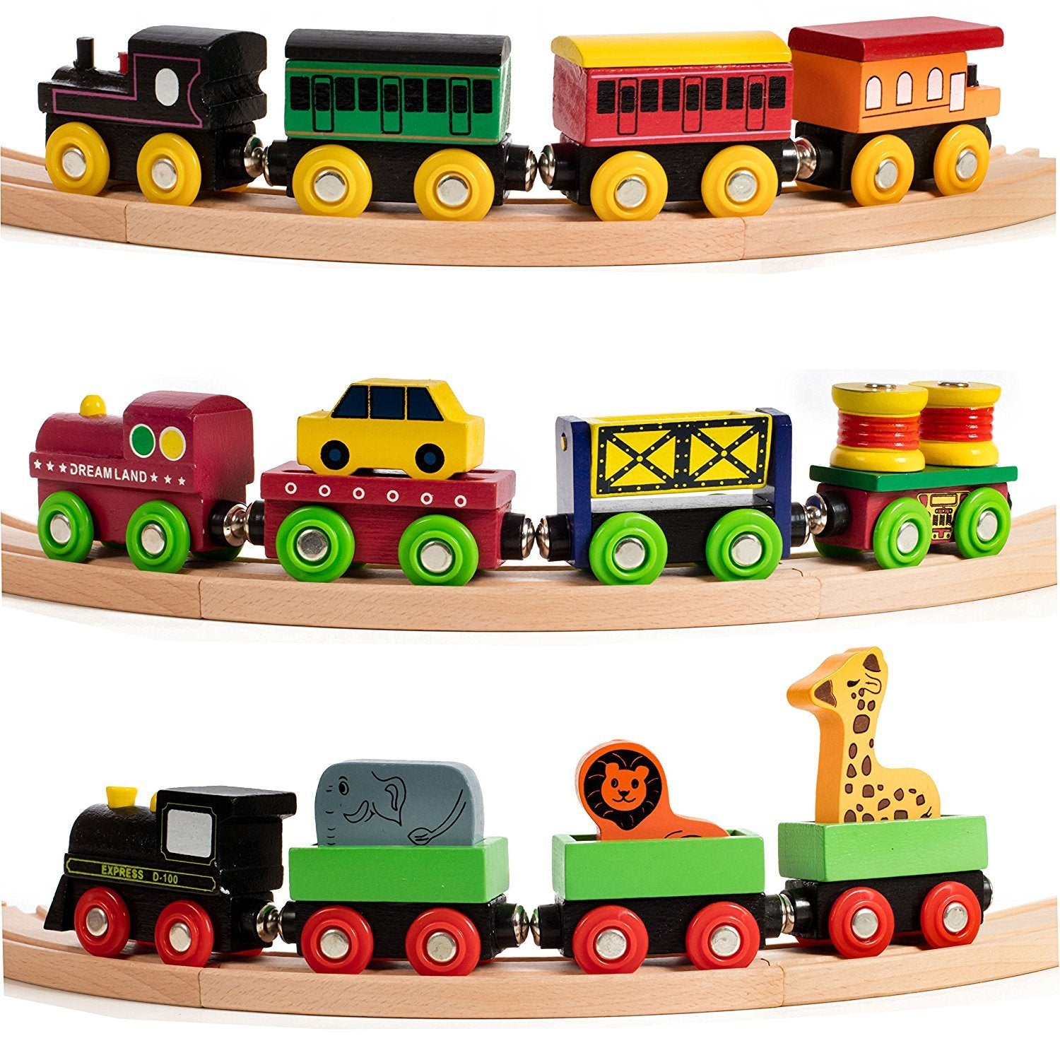 wooden magnetic train cars