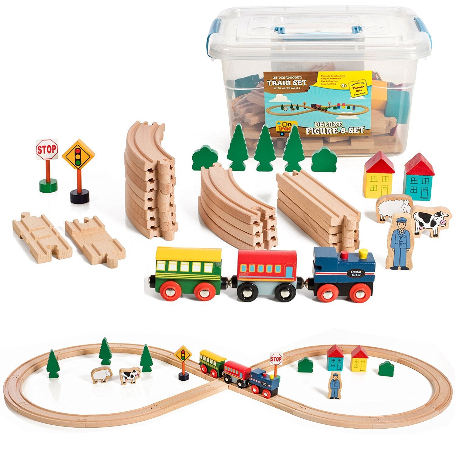 wooden train set pieces