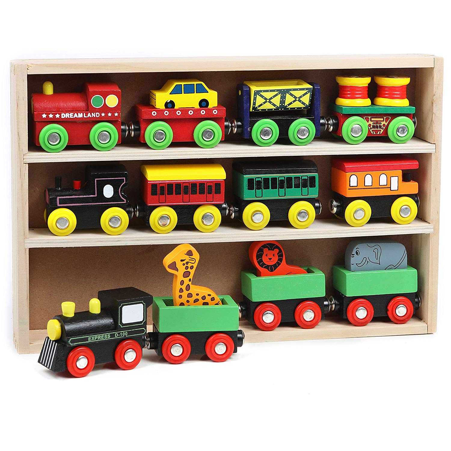 wooden magnetic train cars