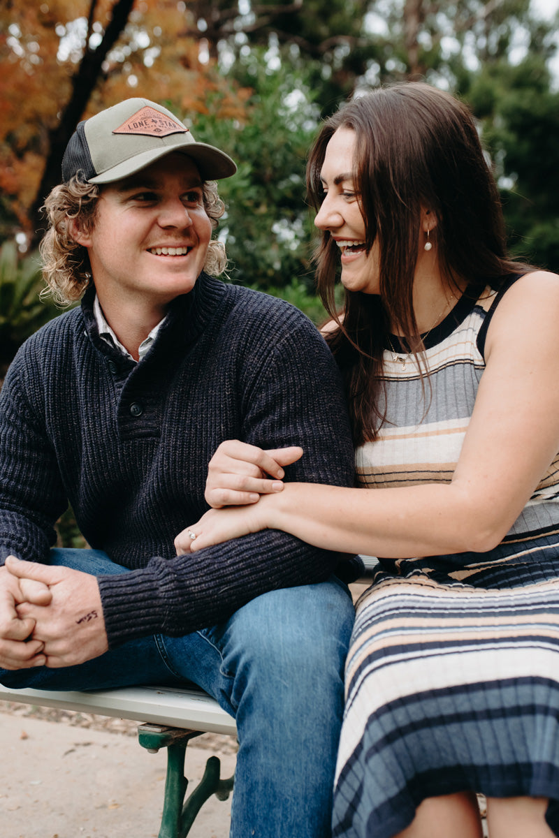 Anna wears the Chloe Tank Dress in Cool Stripe.