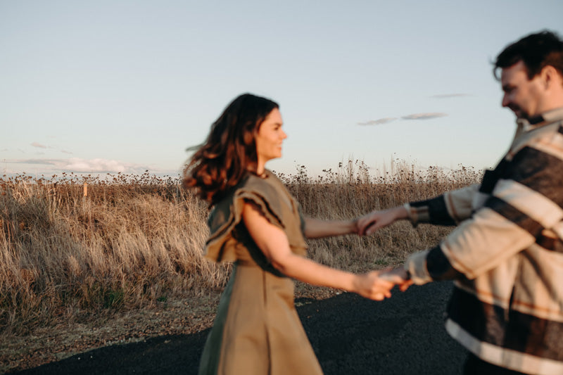 Cristina wears the Fringe Dress in Khaki.