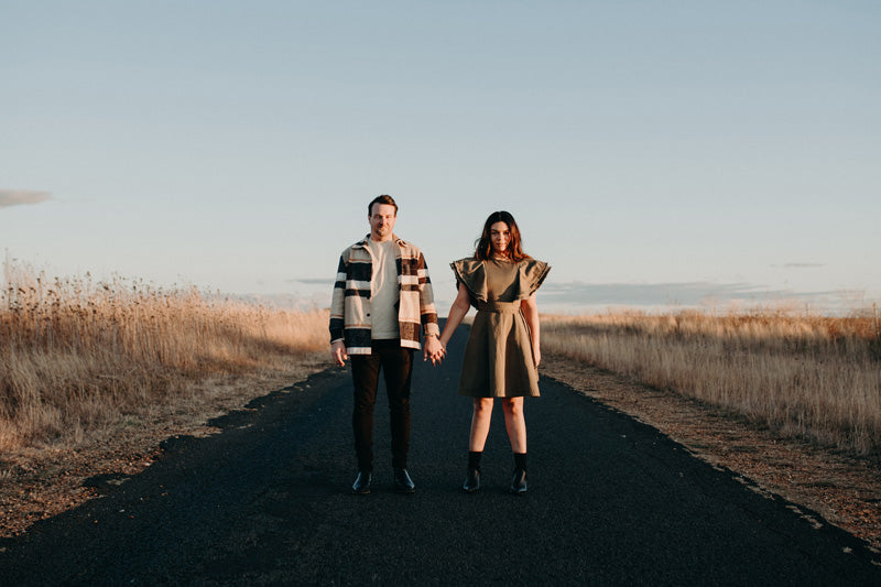 Cristina wears the Fringe Dress in Khaki.