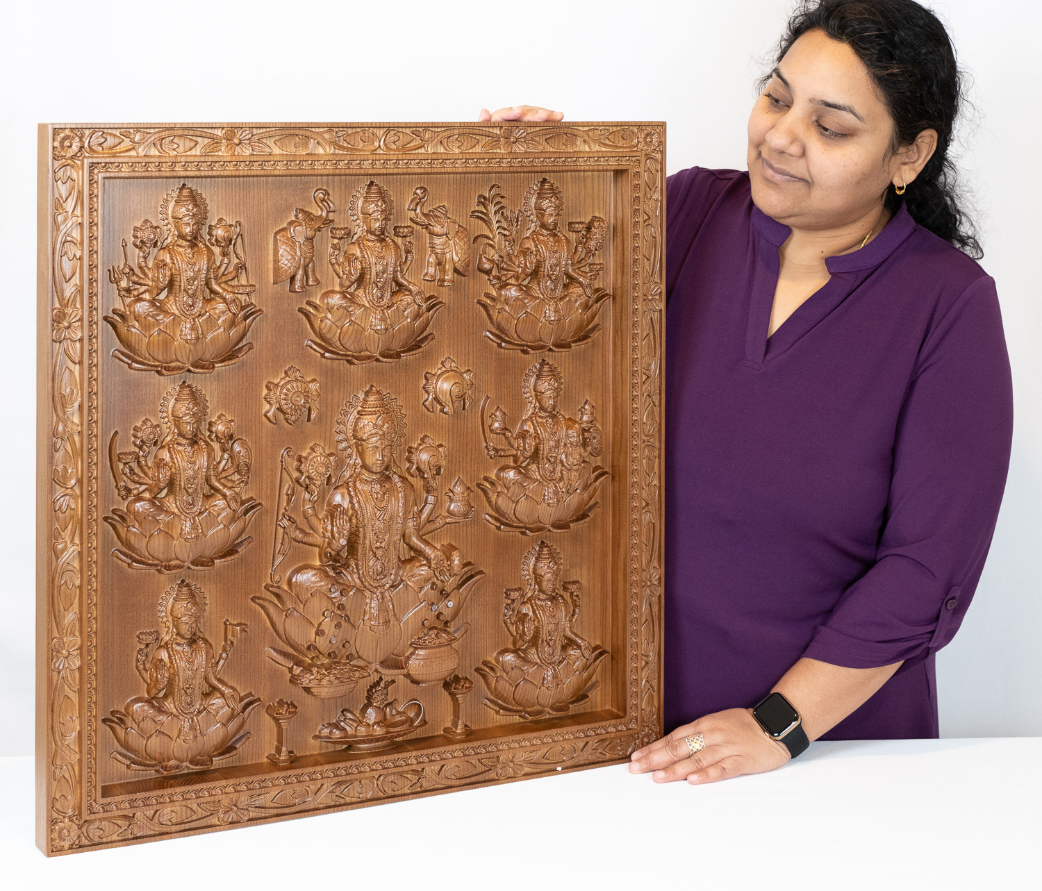 Ashta Lakshmi wood panel