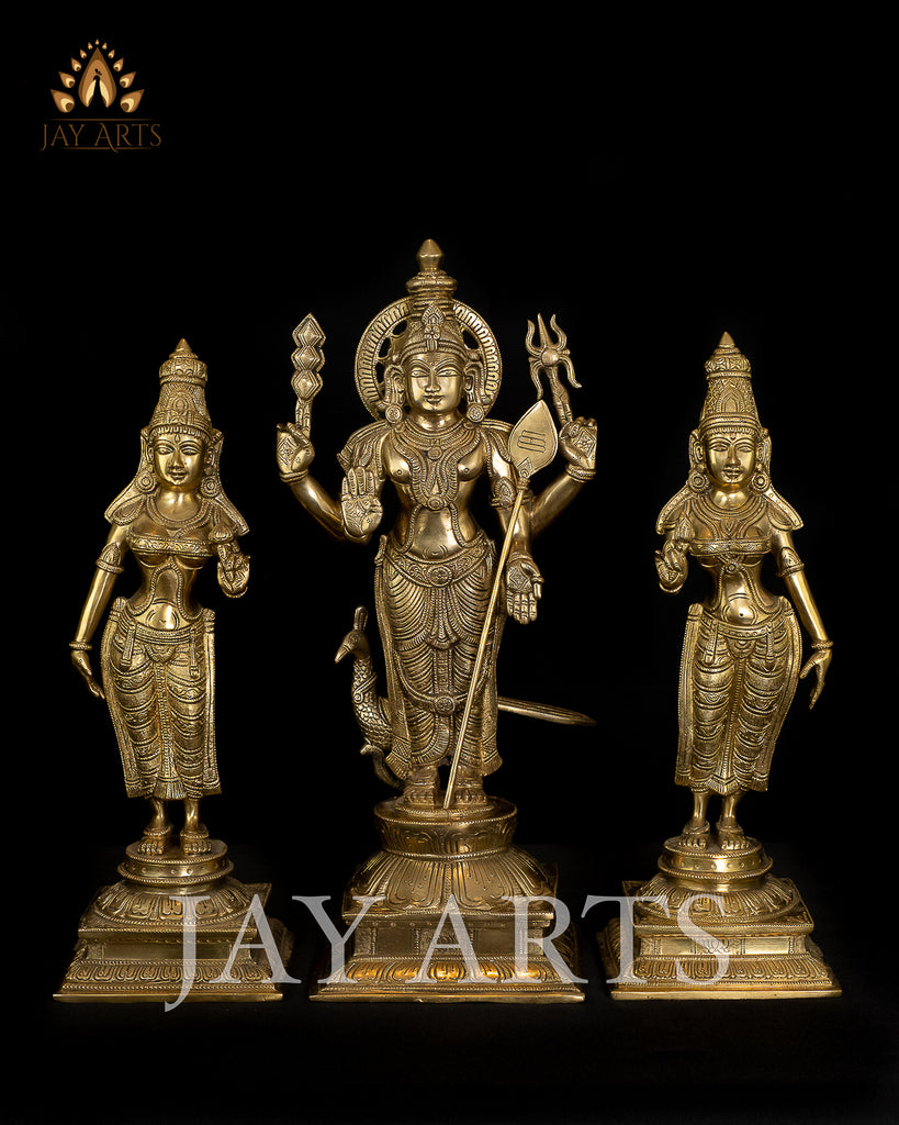 Lord Murugan, Hindu Brass, Deivanai and Valli, Indian Brass ...
