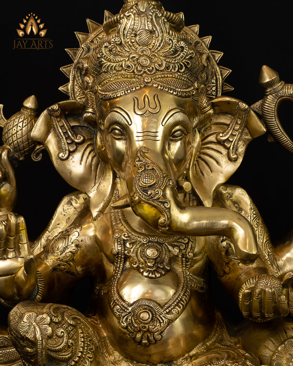 Brass Chaturbhuja Ganesh, Ganesh Statues, Ganesh Idol, Hindu God Idols –  