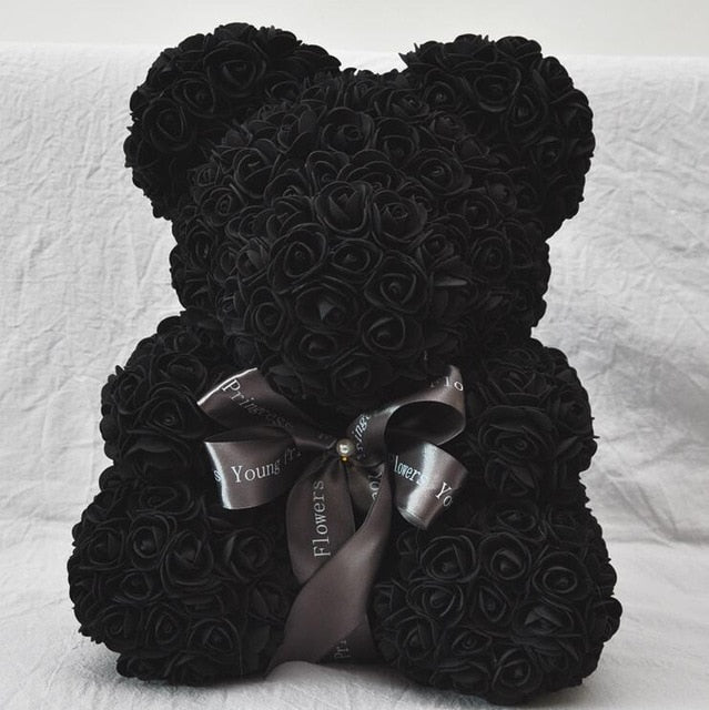 rose teddy bear black