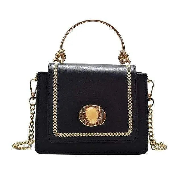 Nicolette Shoulder Bag/Handbag - Gold Handle, Stitching and Gem Lock ...