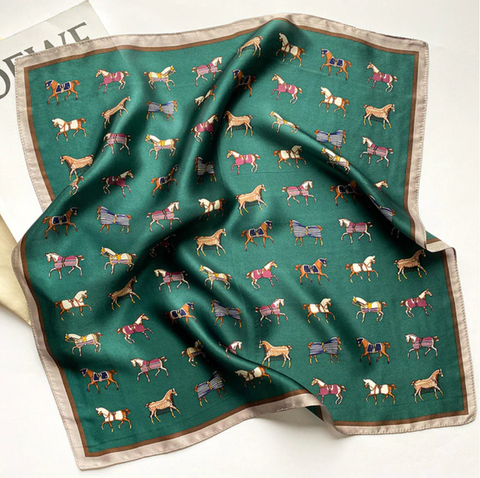 Long Silk Horse Print Scarves - Furbaby Friends Gifts