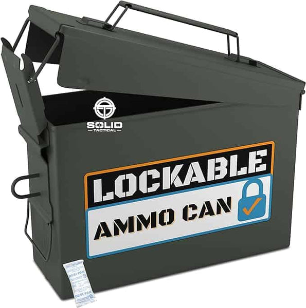 Solid Tactical Metal Ammo Can - New Military & Army Ammo Storage Container - M2A1 & M19A1 Ammunition Boxes - Use Our Ammo Case as a Metal Storage Box or an Ammo Crate Utility Box