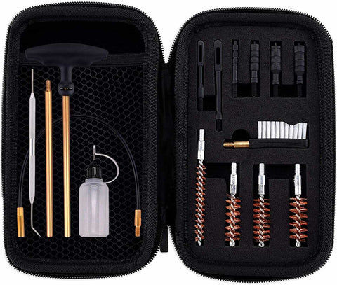 BOOSTEADY Universal Handgun Cleaning kit .22,.357,.38,9mm,.45 Caliber Pistol Cleaning Kit Bronze Bore Brush and Brass Jag Adapter