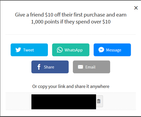 Send a referral link to a friend