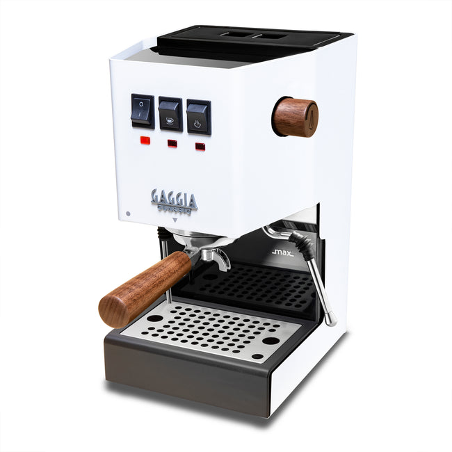 Gaggia Classic Pro in Polar White - Walnut