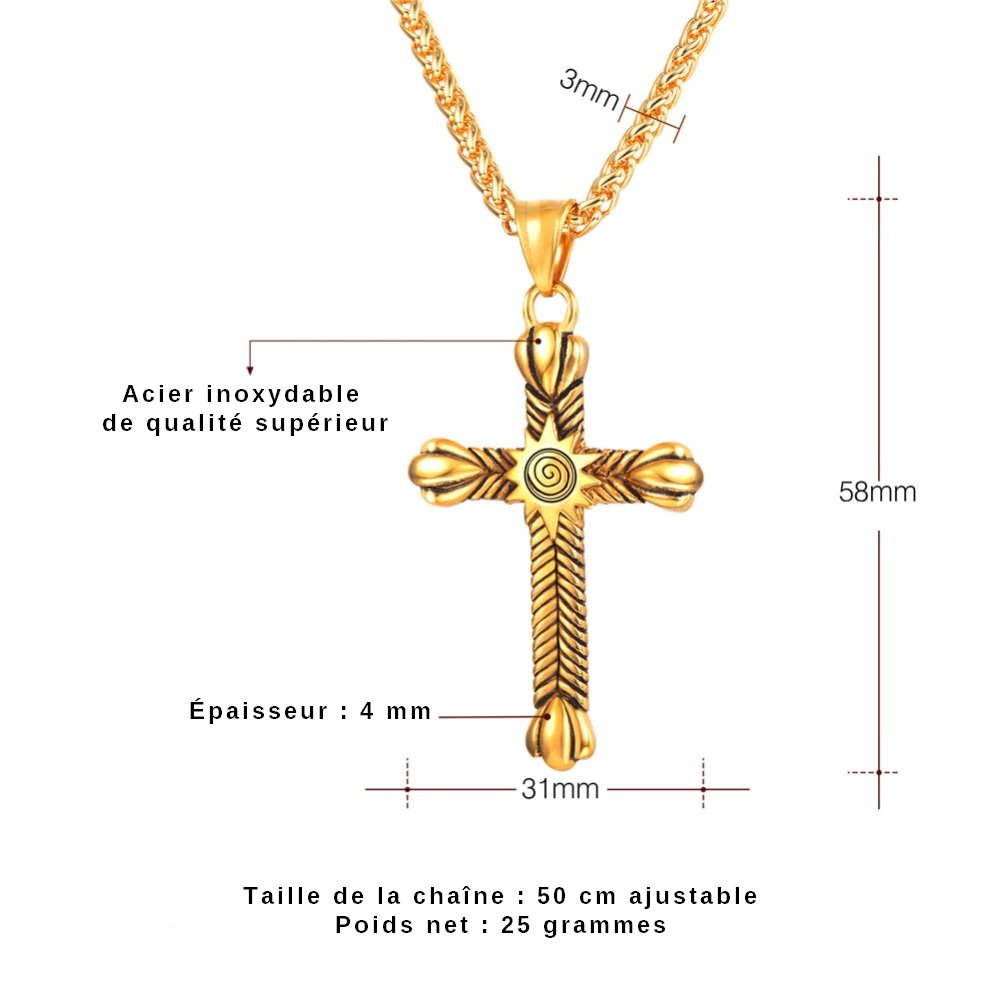 pendentif croix homme acier