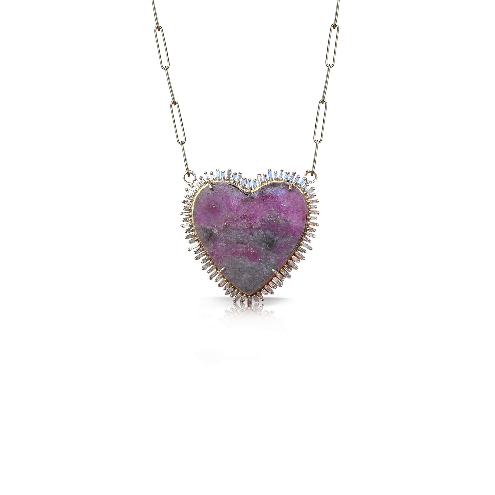 14k Pink Cobalt Calcite Baguette Heart Necklace - S Carter Designs product image