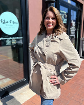 Khaki Mid-Length Trench Coat