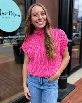 Pink Drop Shoulder Mockneck Sweater