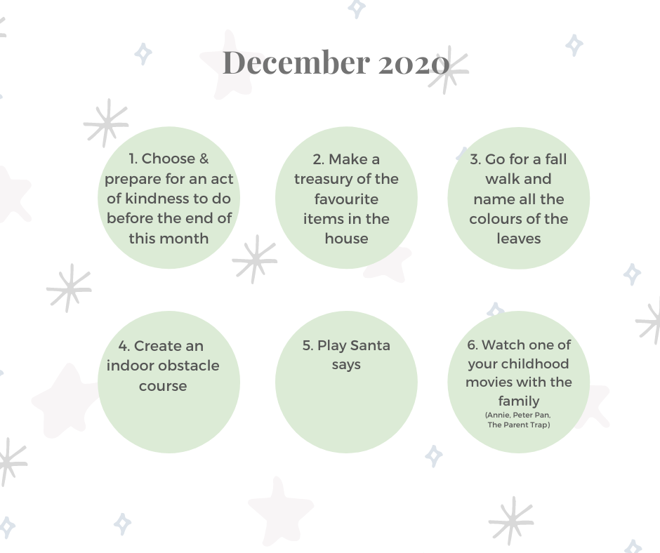 Christmas 'Advent Activies' calender with 31 activities suitable for families with toddlers!