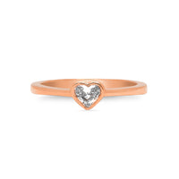 White Diamond Solitaire Heart Ring