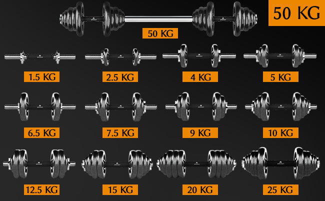 50KG dumbbell hand weights set