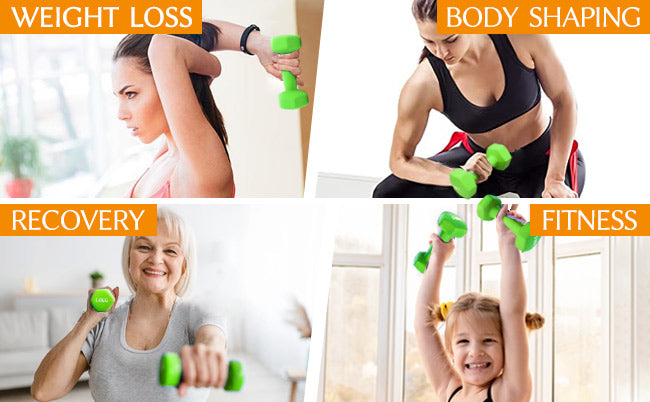 Small handheld rubber dumbbells set 1KG pair for ladies (2KG weights)