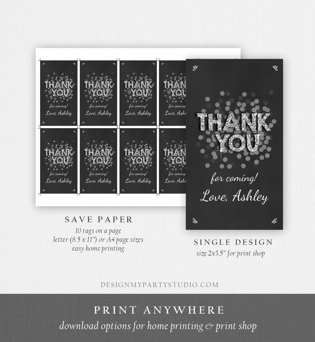 Editable Black, White & Gold Thank You Favor Tags Printable, Black and –  Mug+Mouse Designs