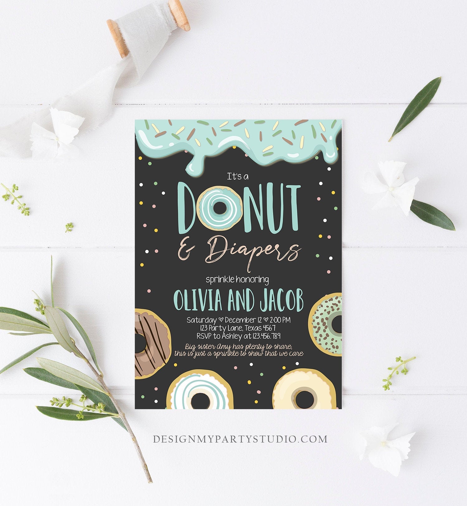 diapers and donuts invitation