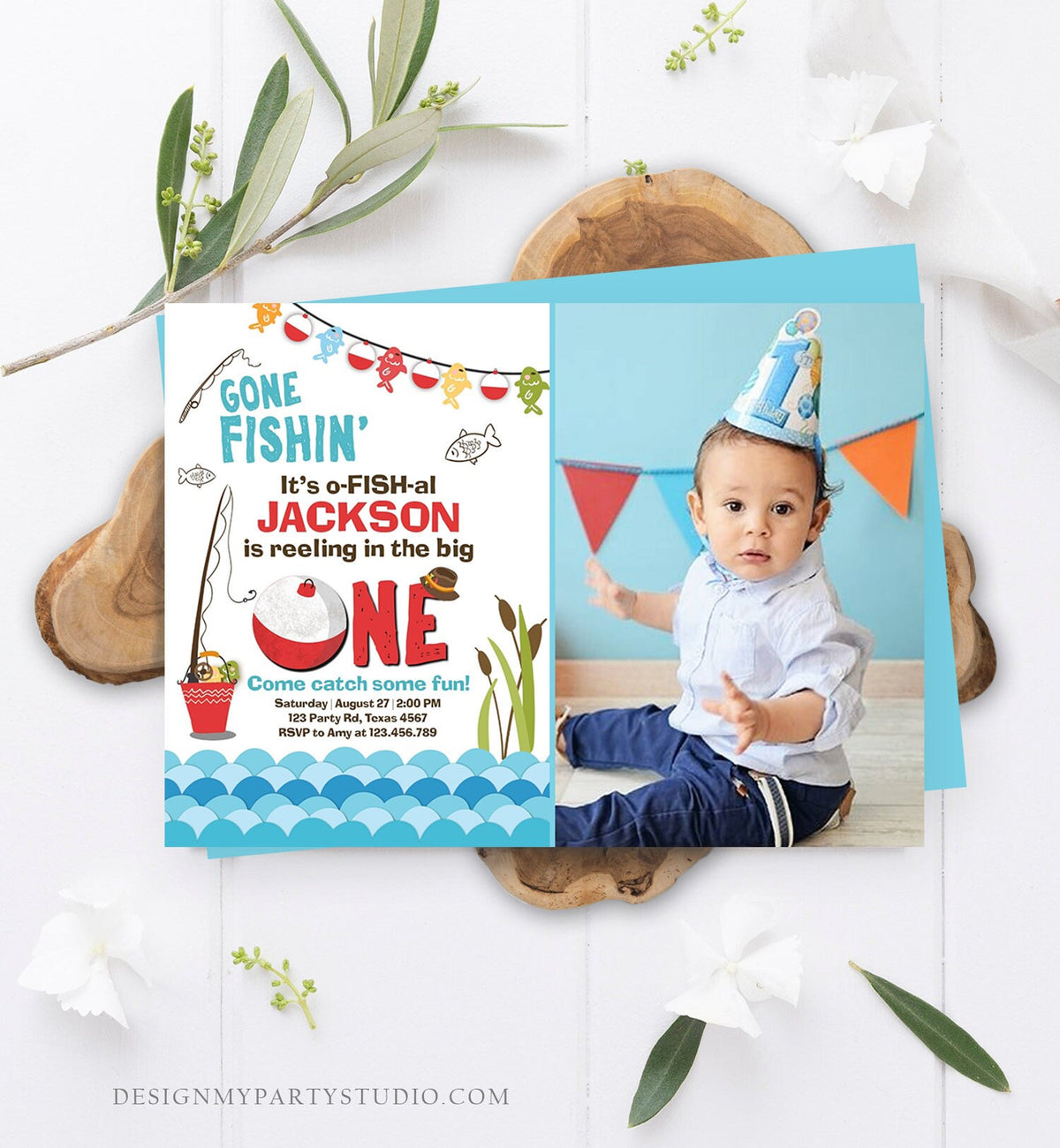 Editable Fishing First Birthday Invitation. Fishing Invitation