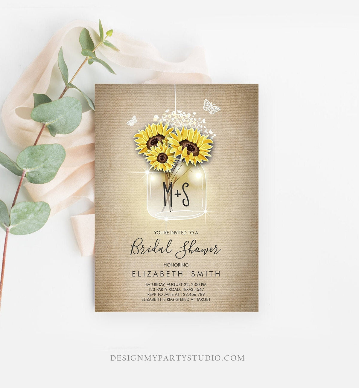 Rustic Fire Flies Mason Jar Bridal Shower Invitation, Zazzle