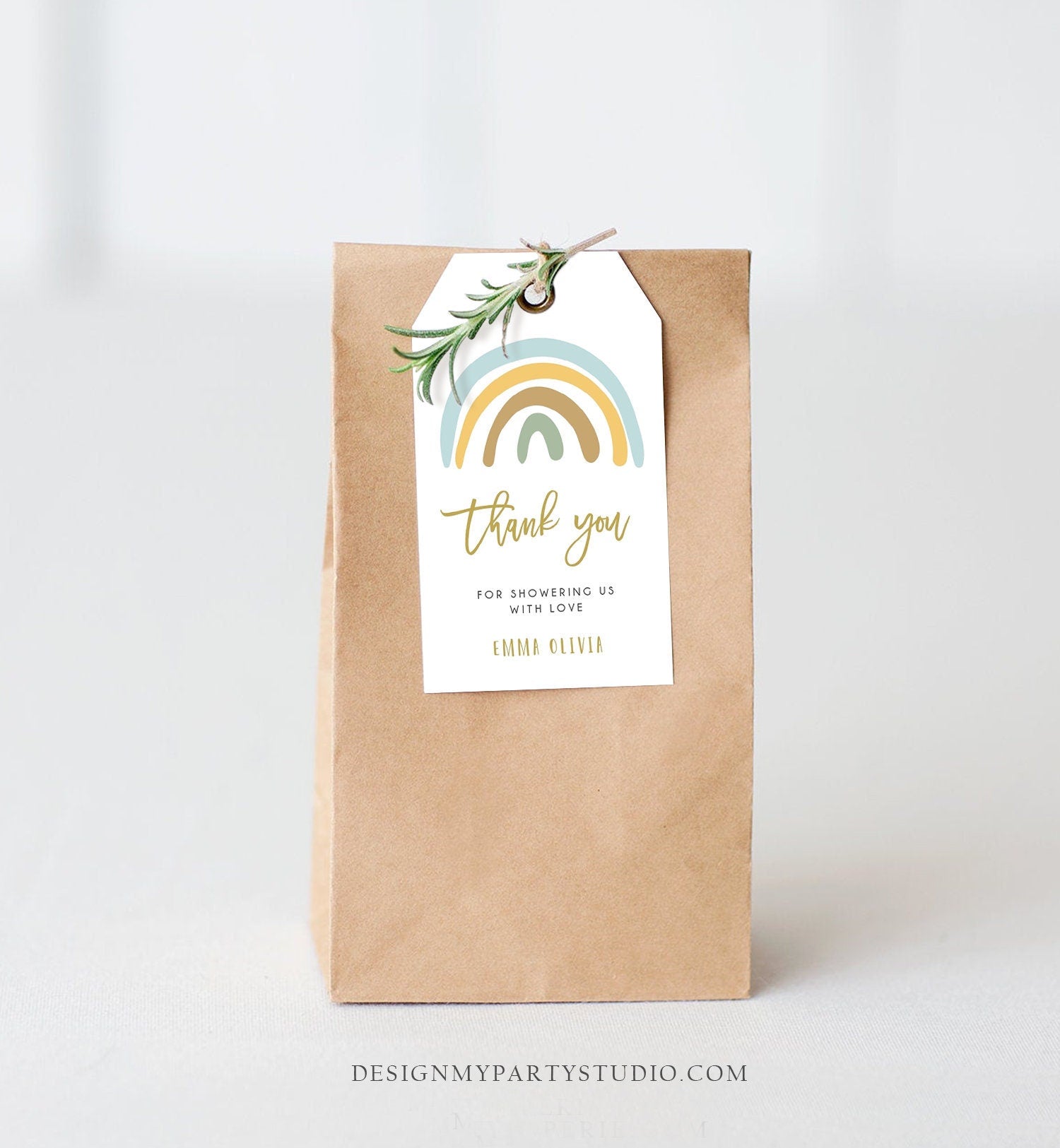 Editable Rainbow Favor Tags Rainbow Baby Shower Thank You Tags Pastel Design My Party Studio