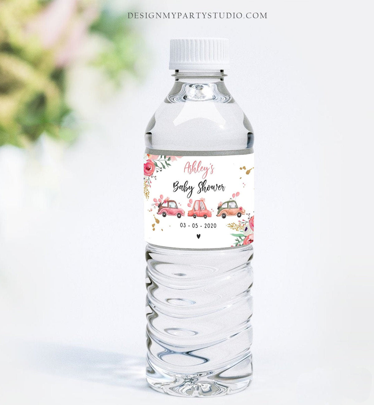 Printable Or Printed Floral Baby Shower Mother Water Bottle Labels Flowers  Personalized Bottle Decals Stickers Boy Girl Decorations 005