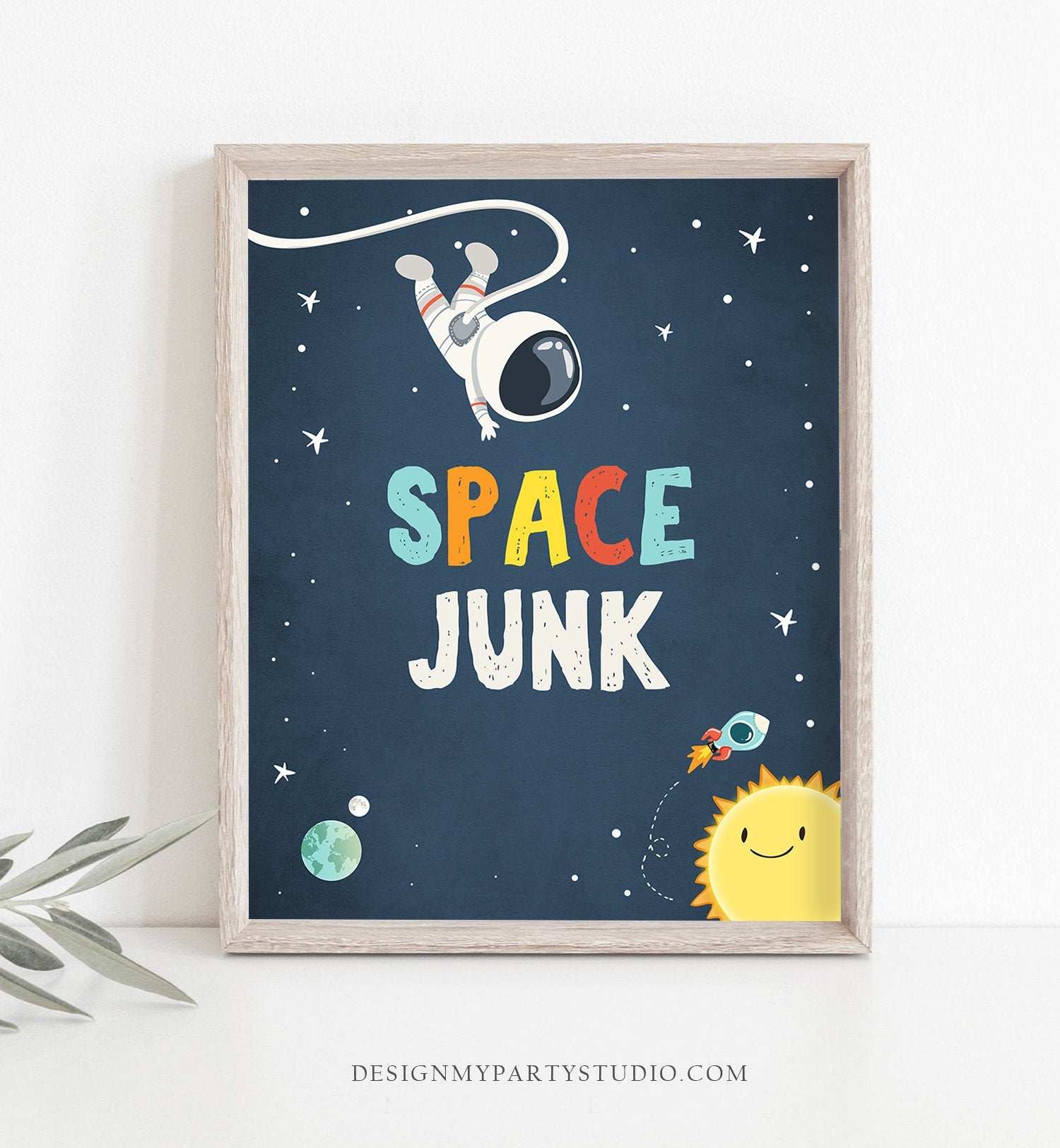 Space Junk Birthday Party Sign Food Table Outer Space Sign Astronaut P -  Design My Party Studio