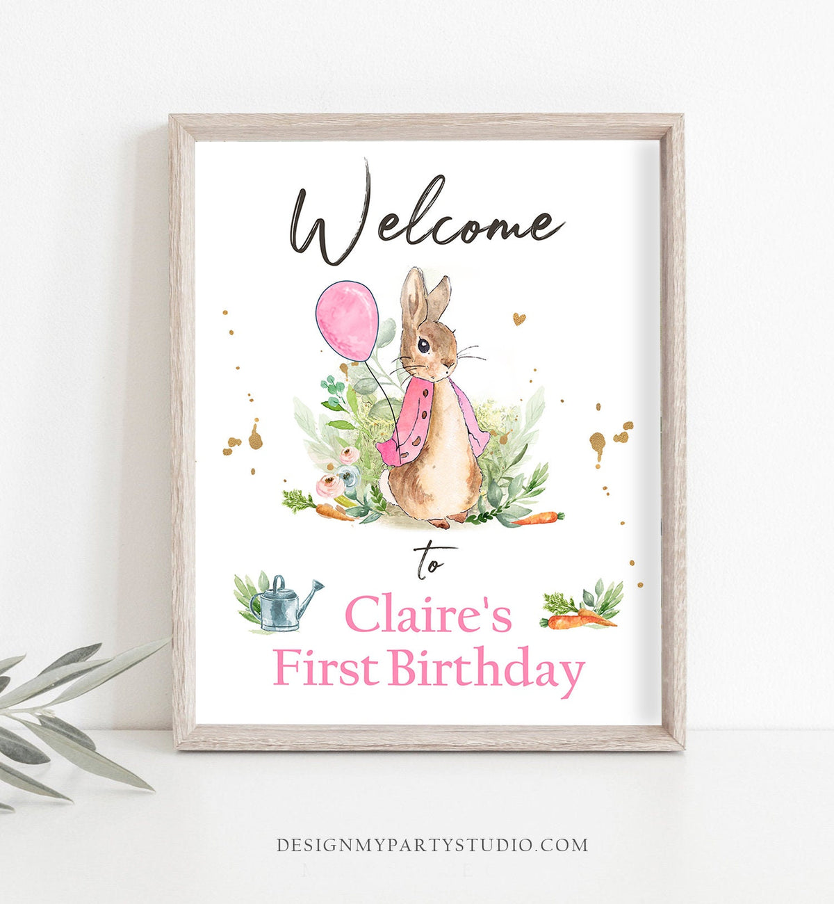 Peter Rabbit Baby Shower Welcome Sign, Editable Baby Shower Sign